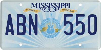 MS license plate ABN550