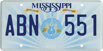 MS license plate ABN551