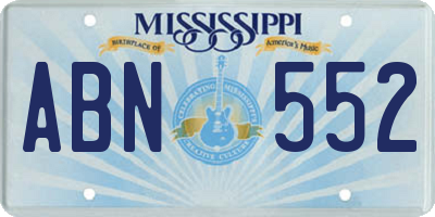 MS license plate ABN552