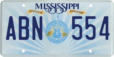 MS license plate ABN554