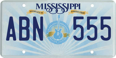 MS license plate ABN555