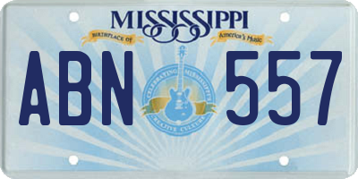 MS license plate ABN557