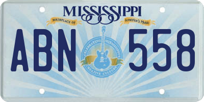 MS license plate ABN558