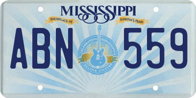 MS license plate ABN559