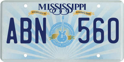 MS license plate ABN560