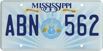 MS license plate ABN562