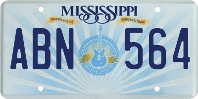 MS license plate ABN564