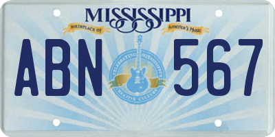 MS license plate ABN567