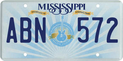 MS license plate ABN572