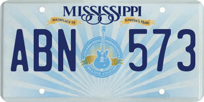 MS license plate ABN573