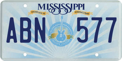 MS license plate ABN577