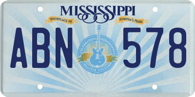 MS license plate ABN578