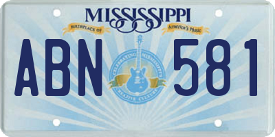 MS license plate ABN581