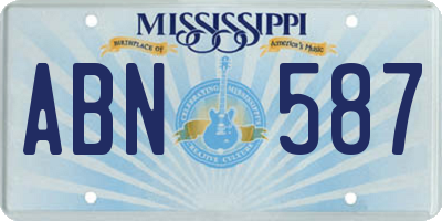 MS license plate ABN587