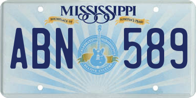 MS license plate ABN589