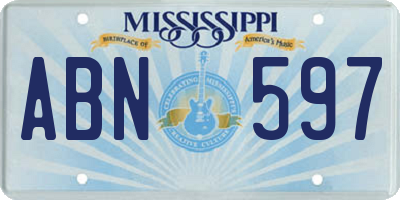 MS license plate ABN597