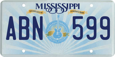 MS license plate ABN599