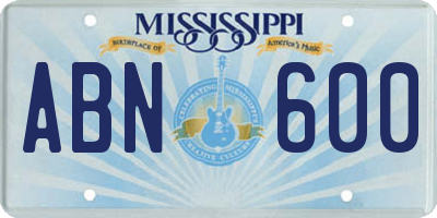 MS license plate ABN600