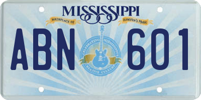 MS license plate ABN601