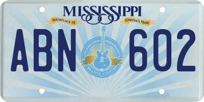 MS license plate ABN602