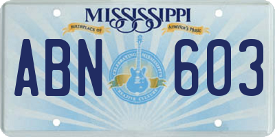 MS license plate ABN603