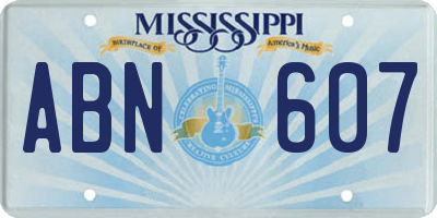 MS license plate ABN607