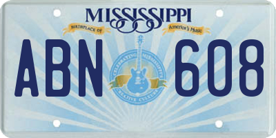 MS license plate ABN608