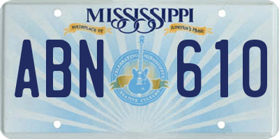 MS license plate ABN610