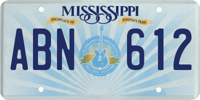 MS license plate ABN612