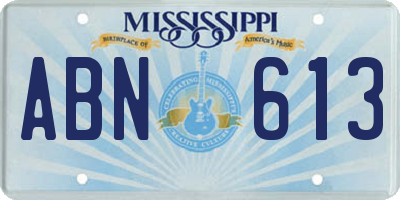 MS license plate ABN613