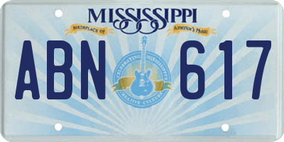 MS license plate ABN617