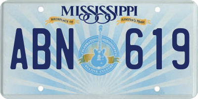 MS license plate ABN619