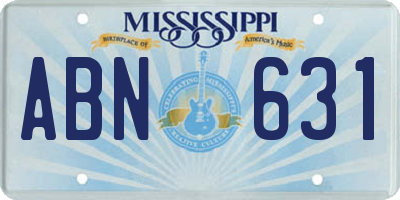 MS license plate ABN631