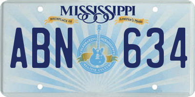 MS license plate ABN634