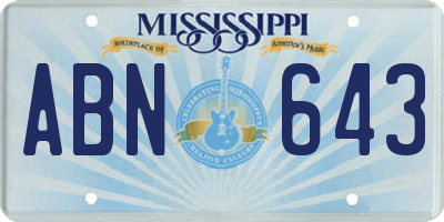 MS license plate ABN643