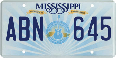MS license plate ABN645