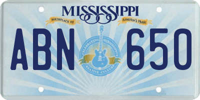 MS license plate ABN650