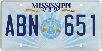 MS license plate ABN651