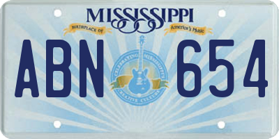 MS license plate ABN654