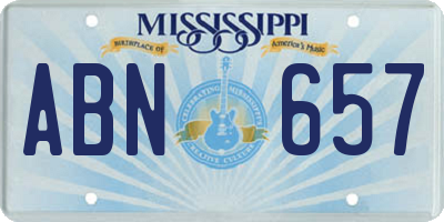 MS license plate ABN657