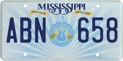 MS license plate ABN658