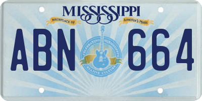 MS license plate ABN664