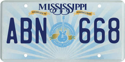 MS license plate ABN668