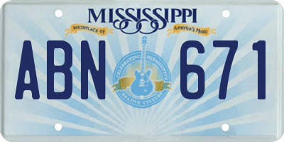 MS license plate ABN671