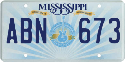 MS license plate ABN673