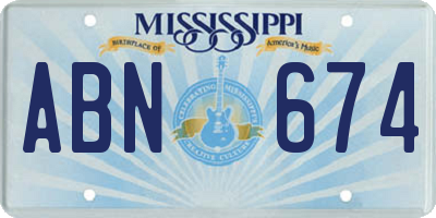 MS license plate ABN674