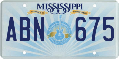 MS license plate ABN675