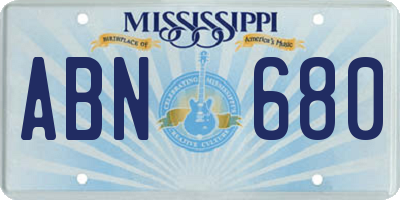 MS license plate ABN680