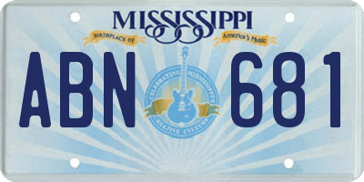 MS license plate ABN681