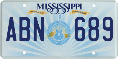 MS license plate ABN689
